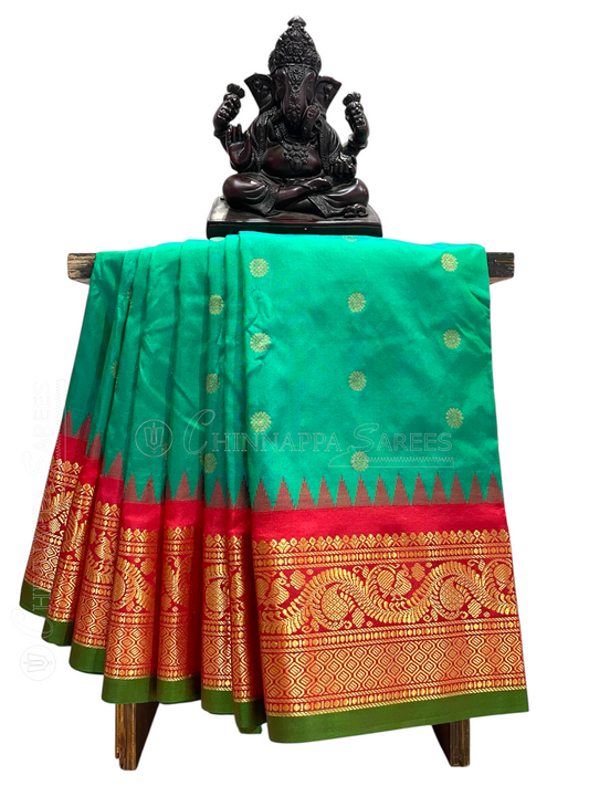 Shilpi  Border Light Green Pure Silk Saree