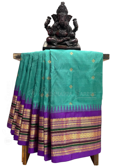Varsha Border Teal Green Pure Silk Saree
