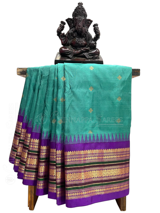 Varsha Border Teal Green Pure Silk Saree