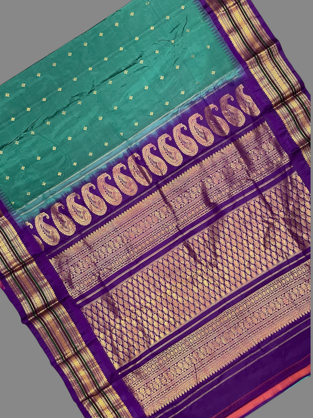 Varsha Border Teal Green Pure Silk Saree