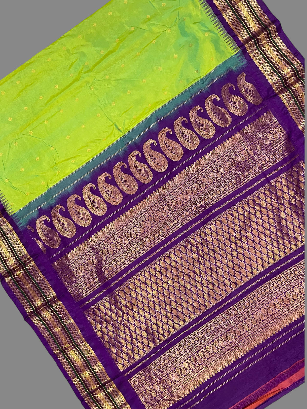 Varsha Border Parrot Green Pure Silk Saree