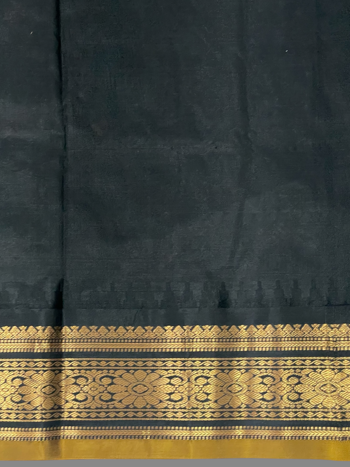Kanchi Copper Blue Stripes Butta Pure Silk Sarees