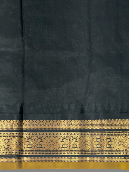 Kanchi Copper Blue Stripes Butta Pure Silk Sarees