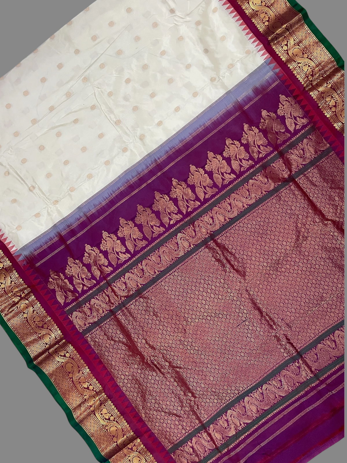 Shilpi Border Pearl Cream Pure Silk Saree