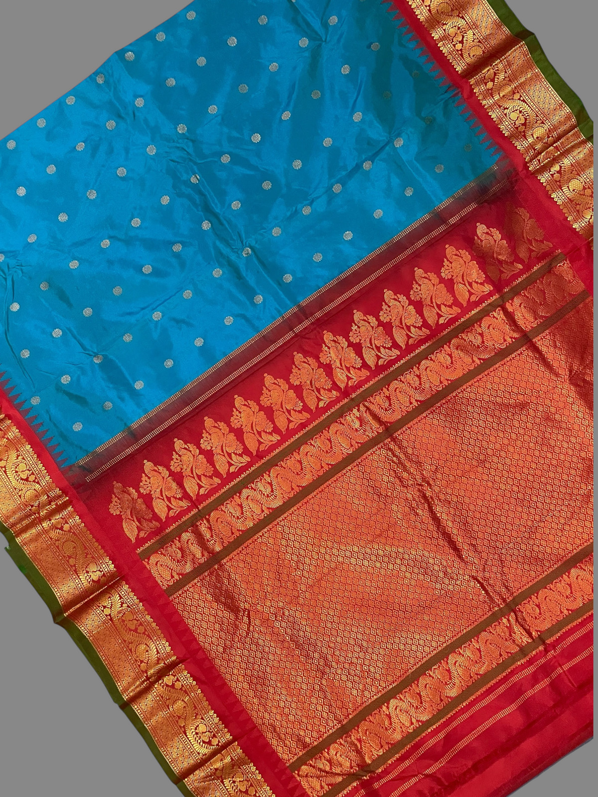 Shilpi  Border Sky Blue Pure Silk Saree