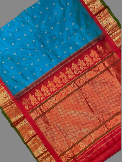 Shilpi  Border Sky Blue Pure Silk Saree