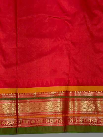 Kanchi Magenta Stripes Butta Pure Silk Sarees