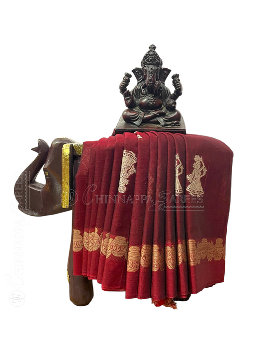 Narayanpet  Red  Brown Cotton Sarees CS41
