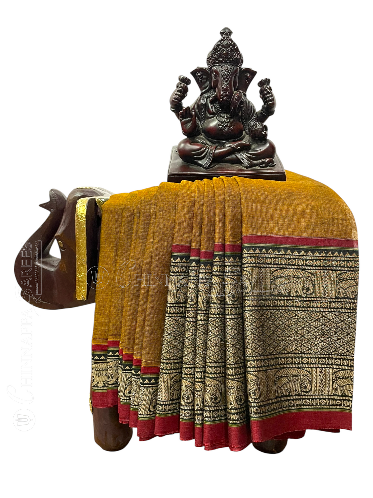 Narayanpet Golden Brown Cotton sarees CS75