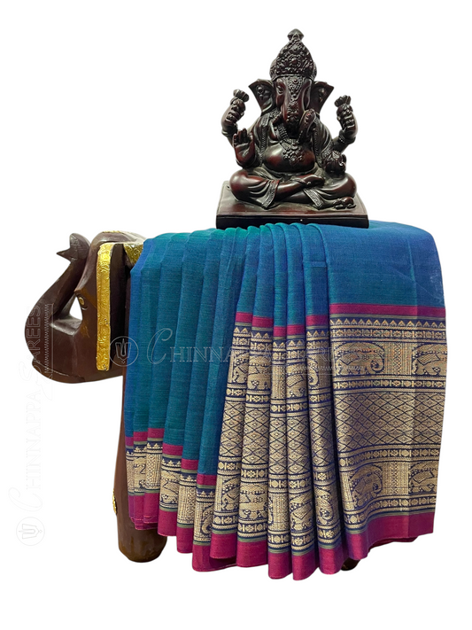 Narayanpet Ananda Blue Cotton Sarees CS76
