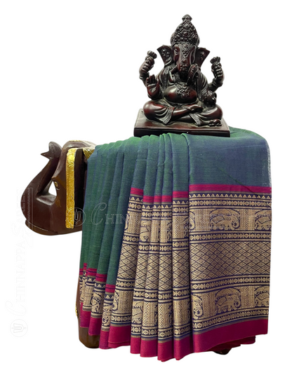 Narayanpet Peacock Blue Cotton Sarees CS118