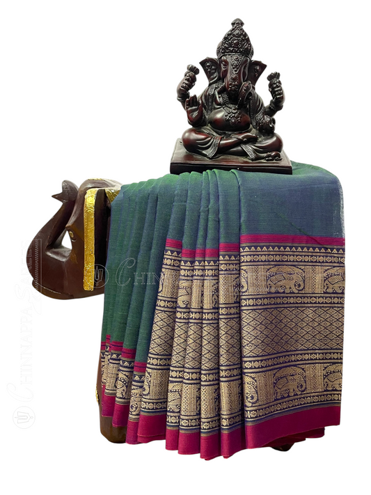 Narayanpet Peacock Blue Cotton Sarees CS118