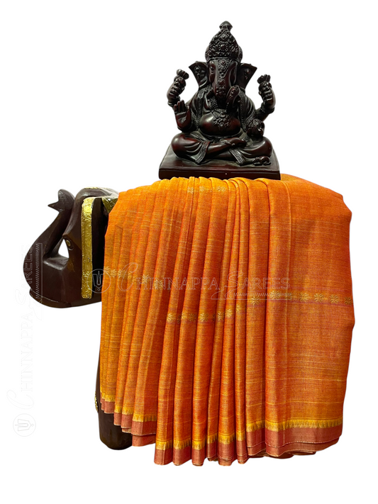 Narayanpet Light Orange Cotton Sarees CS150