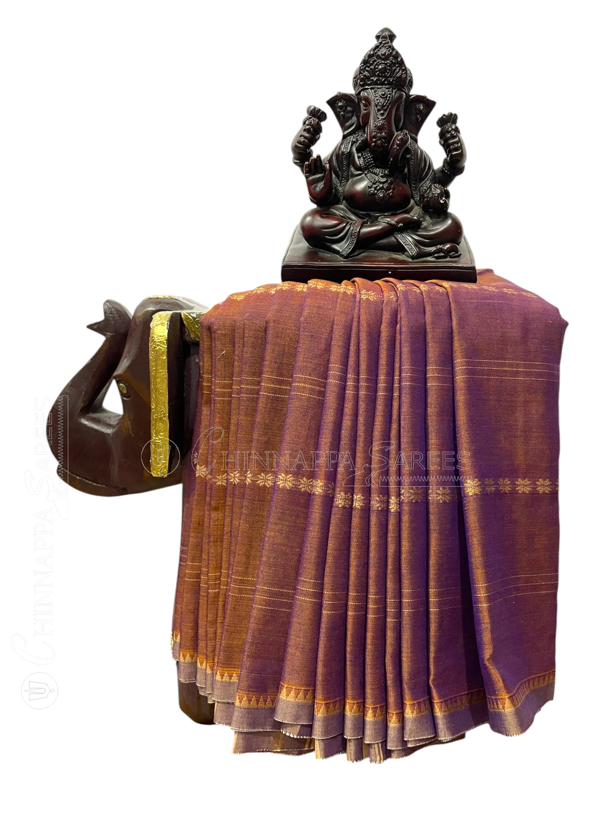 Narayanpet Plum Copper Cotton saree CS69