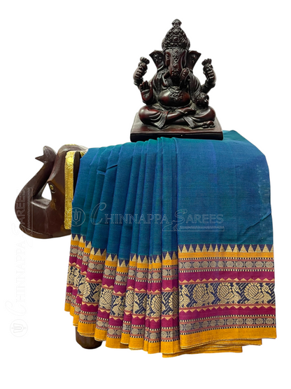 Narayanpet Ananda Blue Cotton Sarees CS13