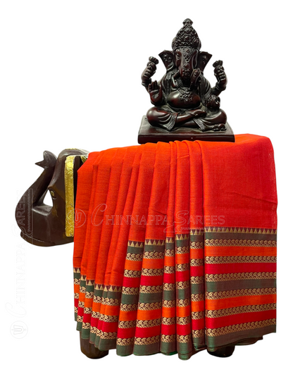 Narayanpet Orange Cotton Sarees CS25