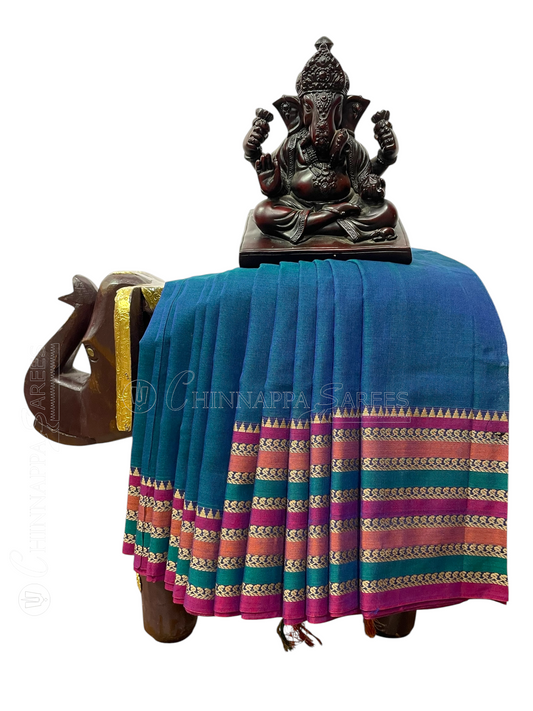 Narayanpet Ananda Blue Cotton Sarees CS29