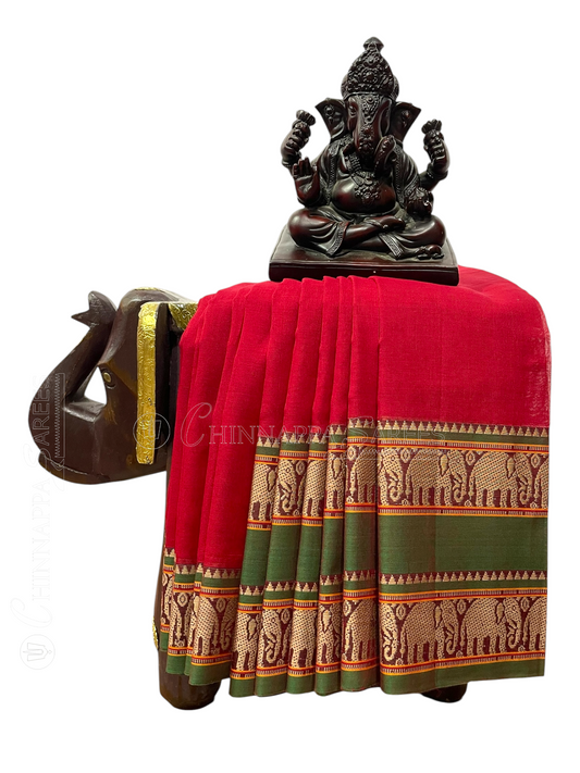 Narayanpet Red Cotton Sarees CS15
