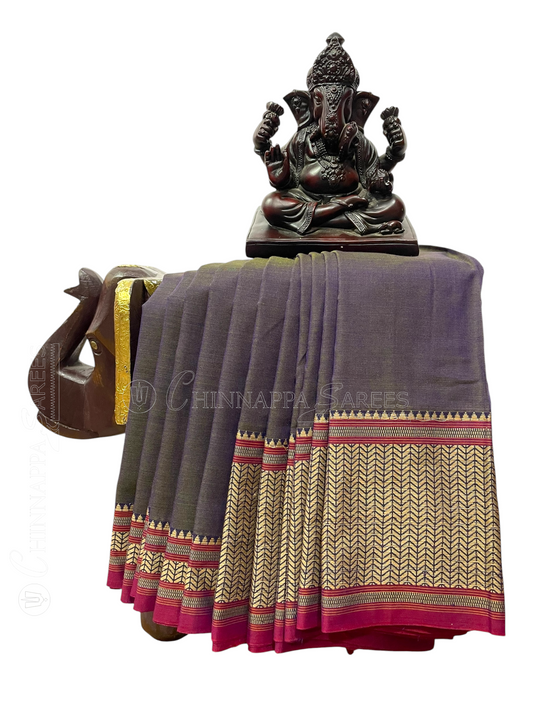 Narayanpet Grey Purple Cotton Sarees CS-8