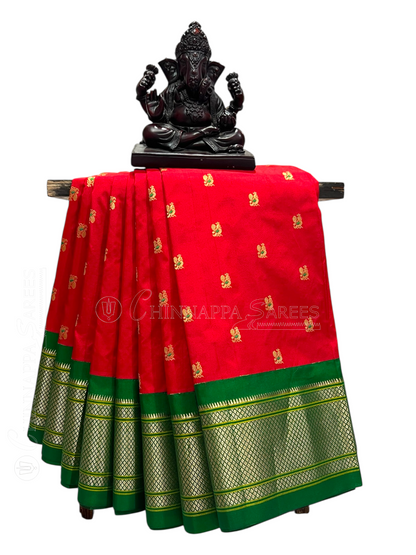 Paithani Border Red Pure Silk Saree