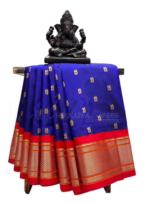 Paithani Border Navy Blue Pure Silk Saree