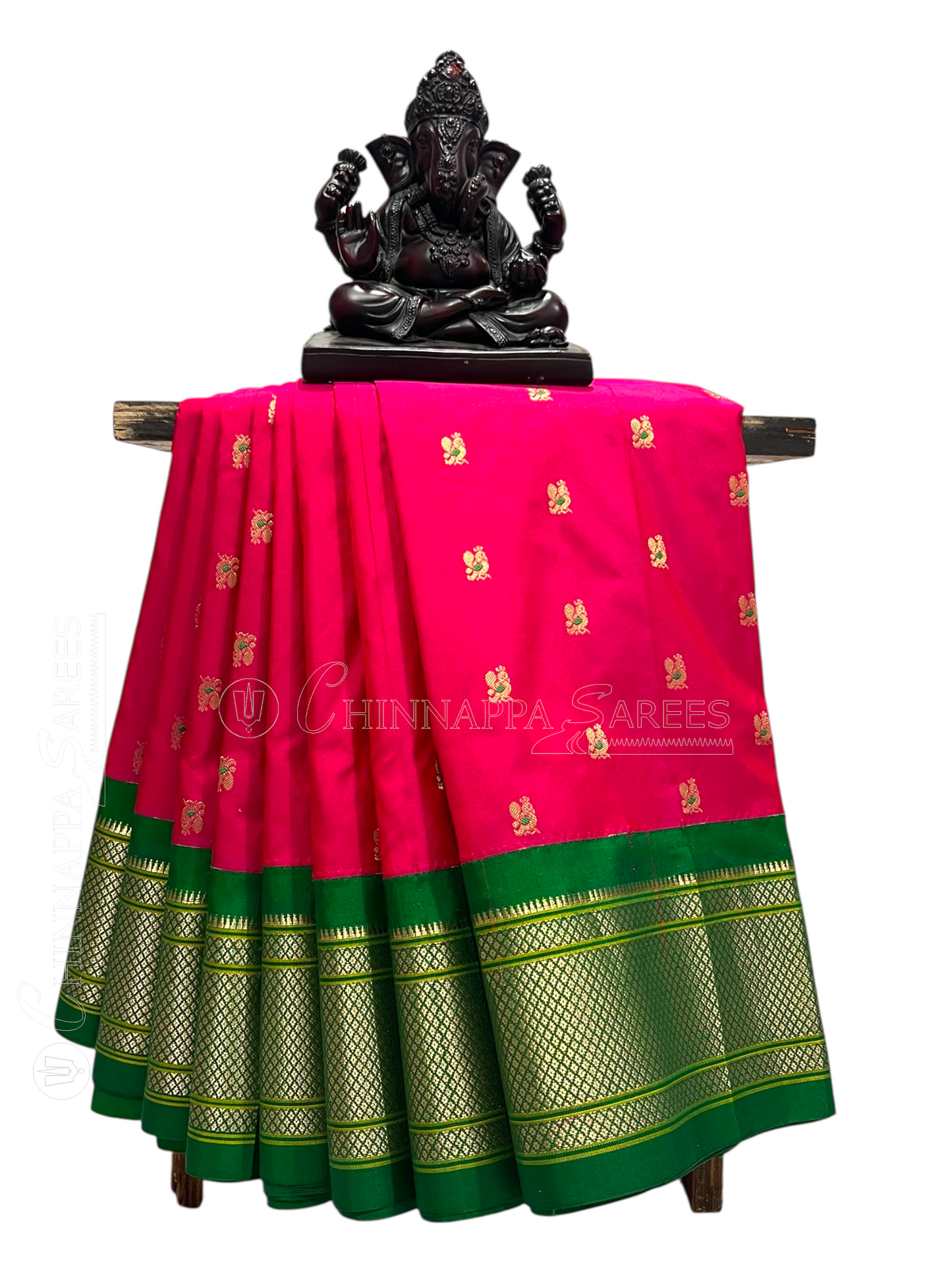Paithani Border Tomato Pink Pure Silk Saree