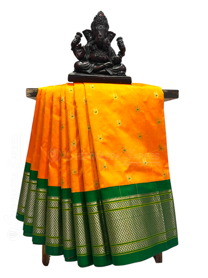 Paithani Border Light Orange Pure Silk Saree