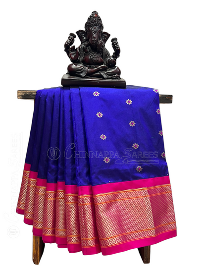 Pure Paithani Border Royal Blue Silk Saree