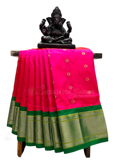 Pure Paithani Dark Pink Silk Saree