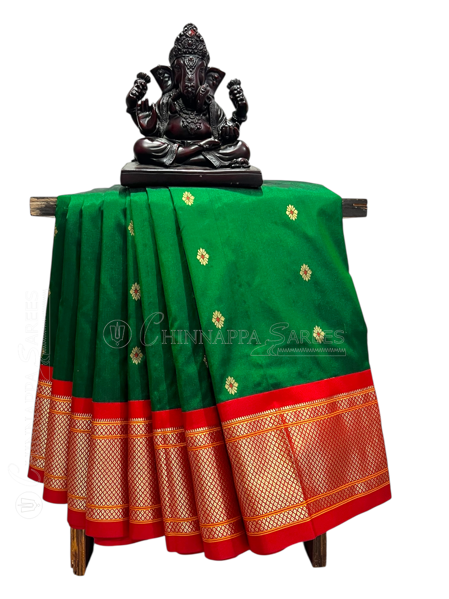 Paithani Border Dark Green Pure Silk Saree