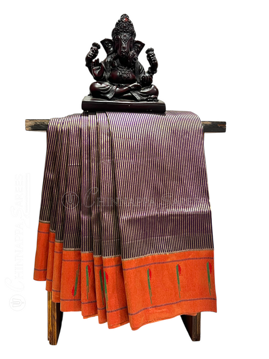 Single Muniya Broder Deep Magenta Pure Silk Saree