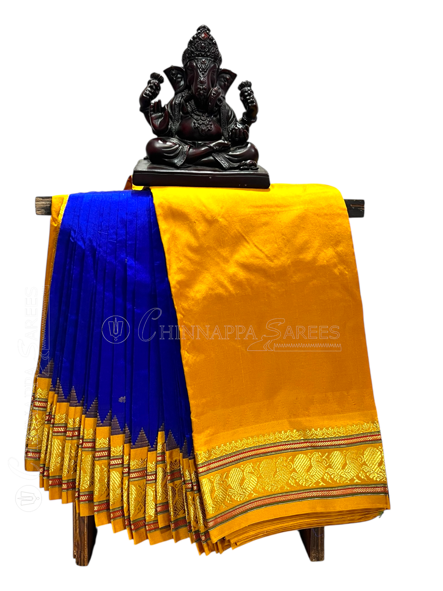 Humsa Border Navy Blue Pure Silk Saree