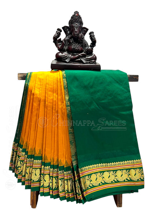 Humsa Border Mustard Yellow Pure Silk Saree