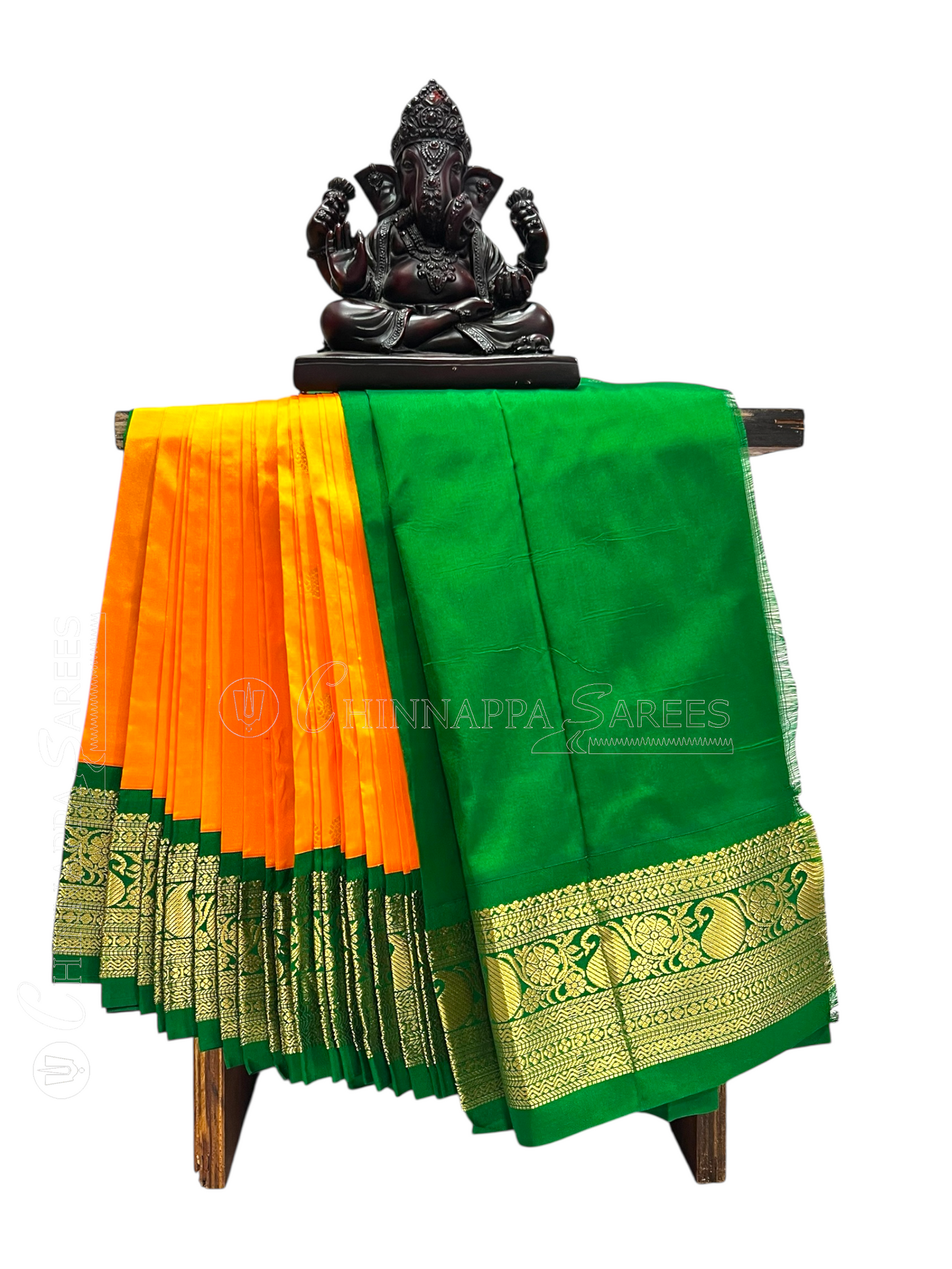 Neelambari Border Orange Pure Silk Saree