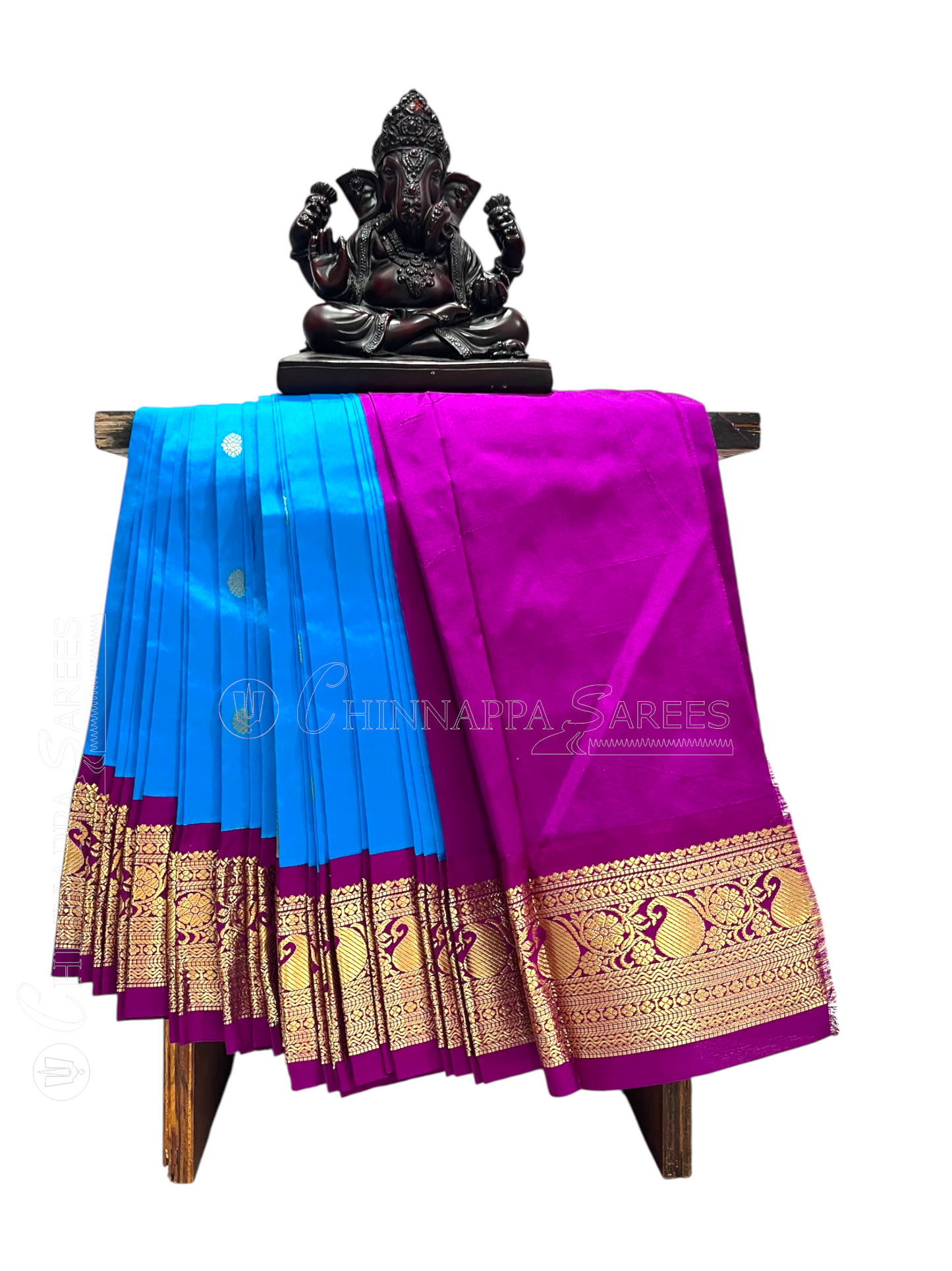 Neelambari Border Blue Pure Silk Saree