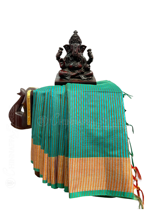 Narayanpet Zari Tissue Light Green Cotton Sarees CS148