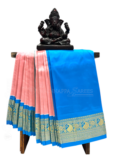 Neelambari Border Peach Pink Pure Silk Saree