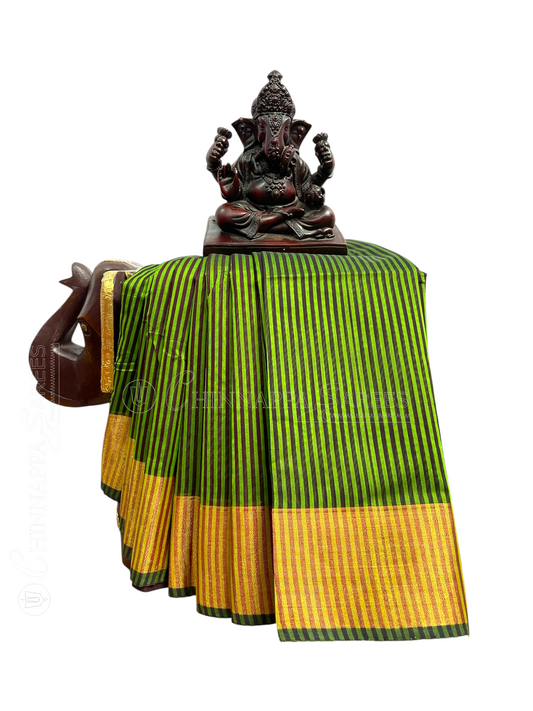 Narayanpet Zari Tissue Mehndi Green Cotton Sarees CS143