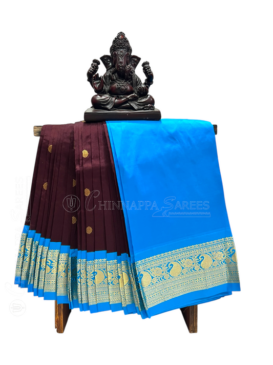 Neelambari Border Brown Pure Silk Saree