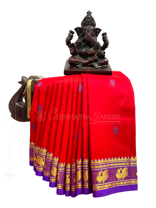 Mahalaxmi Border Red Soft Silk Saree