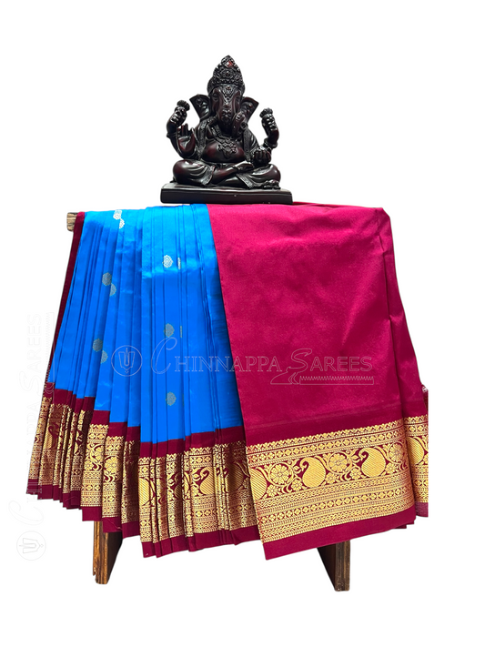Neelambari Border Blue Pure Silk Saree
