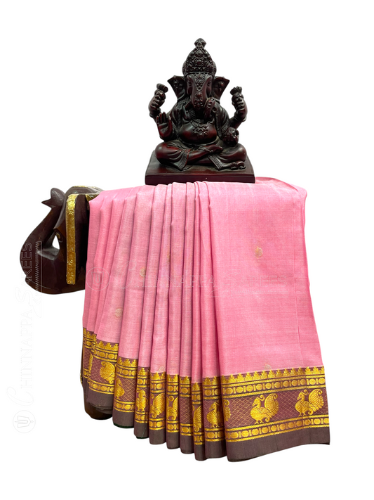 Mahalaxmi Border Light Pink Soft Silk Saree