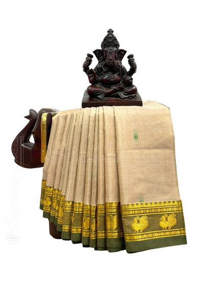 Mahalaxmi Border Beige Cream Soft Silk Saree
