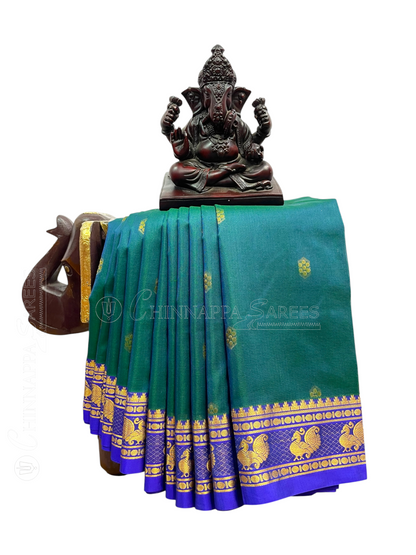 Mahalaxmi Border Rama Green Soft Silk Saree