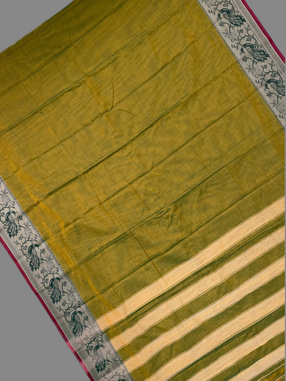 Narayanpet Mehndi Green Cotton Sarees CS1