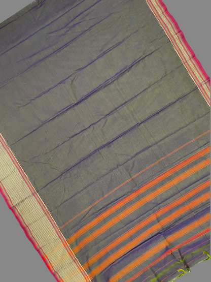 Narayanpet Grey Purple Cotton Sarees CS-8