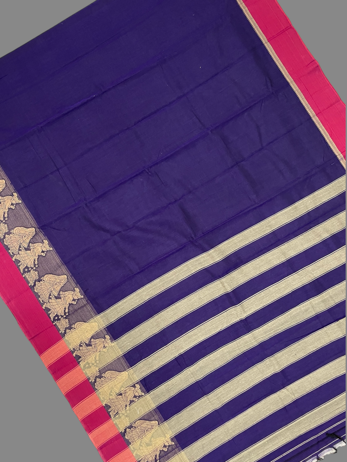 Narayanpet Navy Blue Colour Cotton Saree CS5
