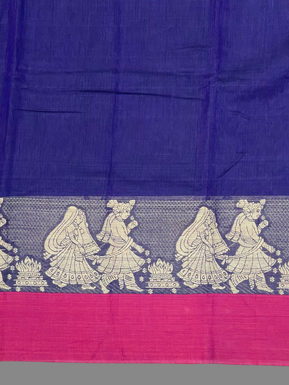 Narayanpet Navy Blue Colour Cotton Saree CS5