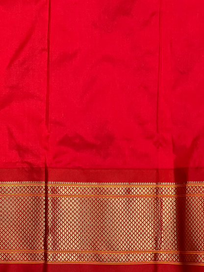 Paithani Border Rama Green Pure Silk Saree