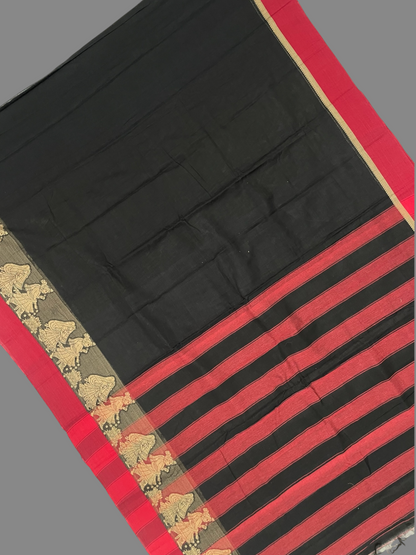 Narayanpet Black Colour  Cotton Saree CS8